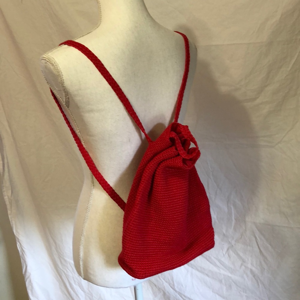 Red Crochet Backpack Purse - Picture 5 of 6